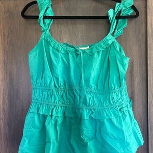 Skies Are Blue Teal Ruffled Tank Top